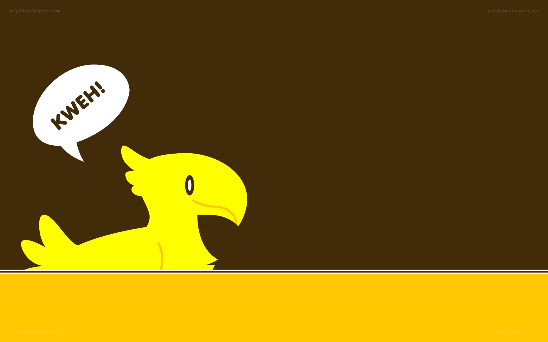 Yellow bird saying kweh