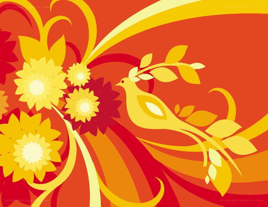 yellow bird with flowers