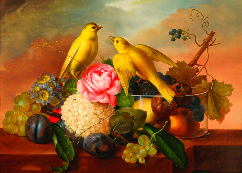 Yellow Birds with Fruit
