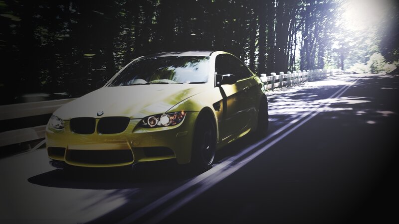 Yellow BMW Car — Dramatic
