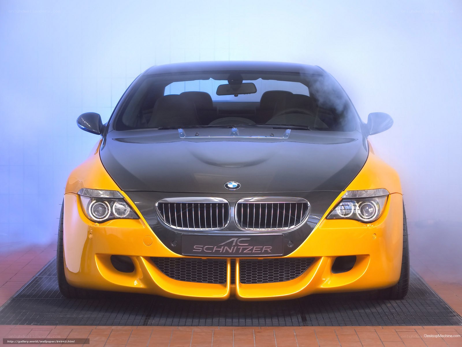 yellow bmw car front view