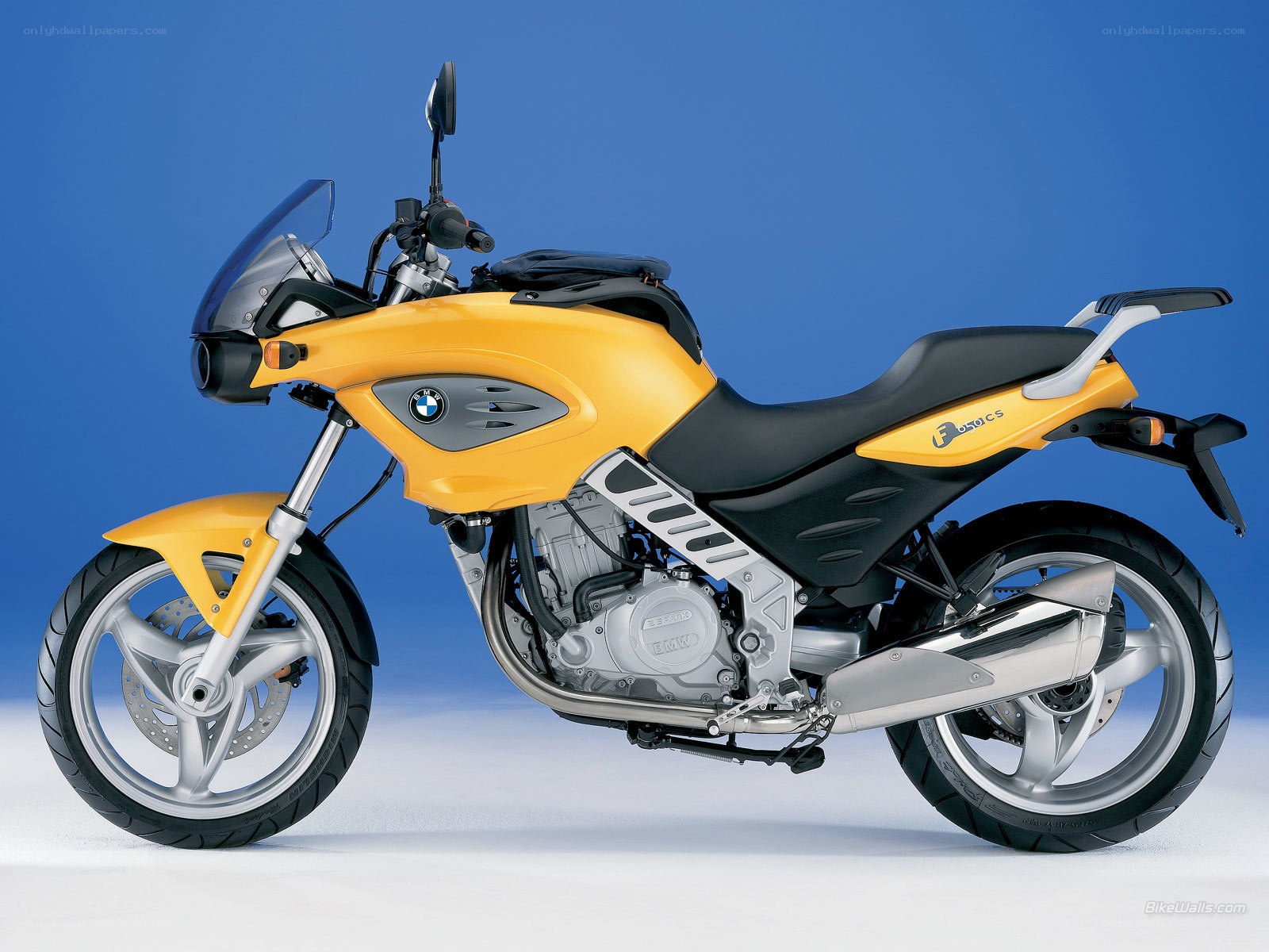 yellow BMW F650CS motorcycle