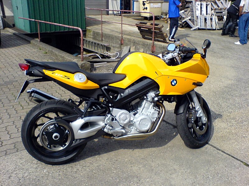 Yellow BMW F800S motorcycle