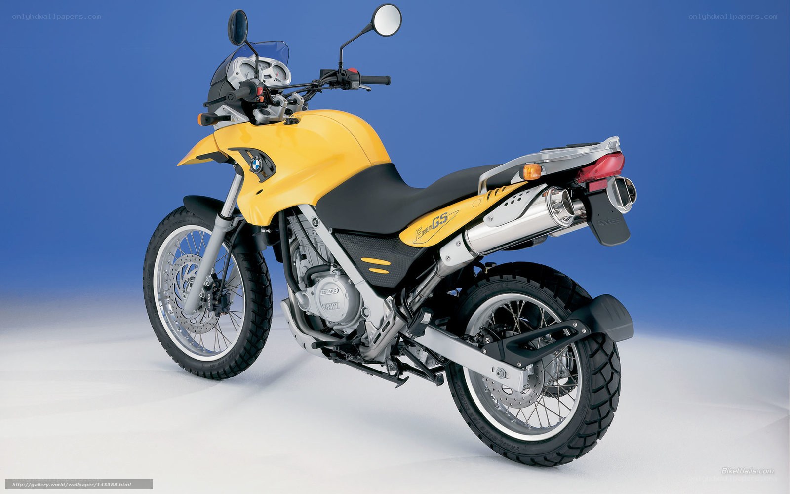 yellow bmw gs motorcycle
