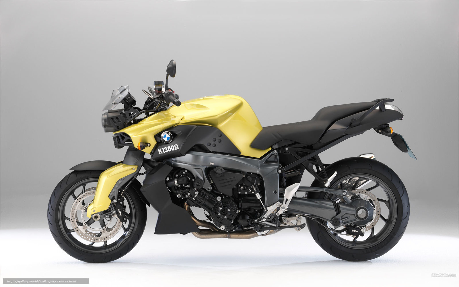 Yellow BMW K1300R motorcycle