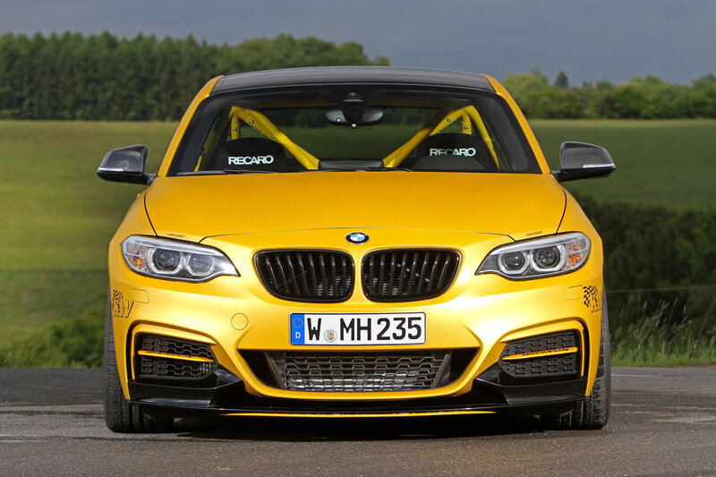 Yellow BMW M2 race car