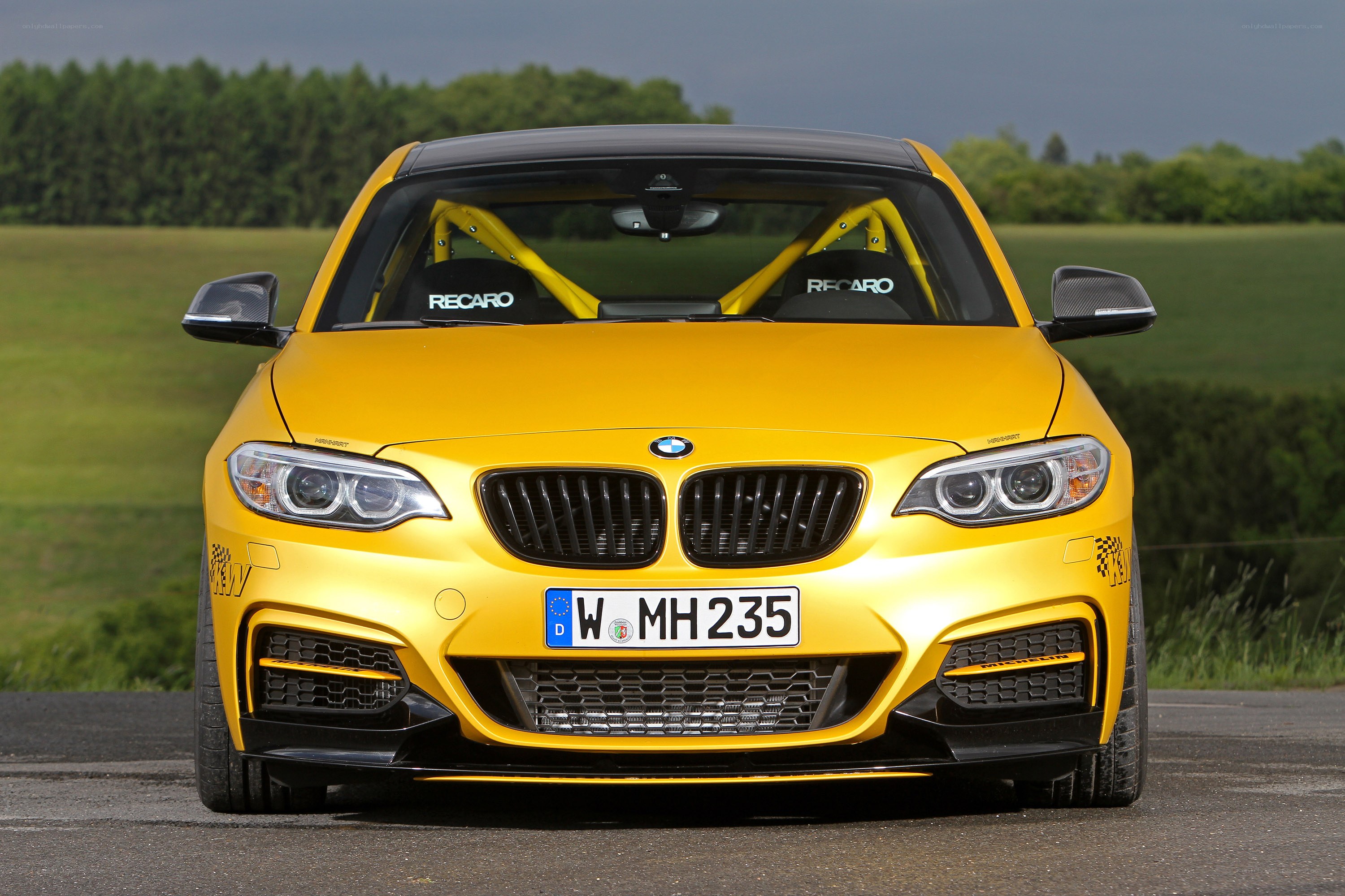 Yellow BMW M2 race car