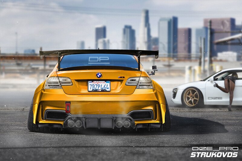 Yellow BMW M3 Car — Dramatic, Afternoon