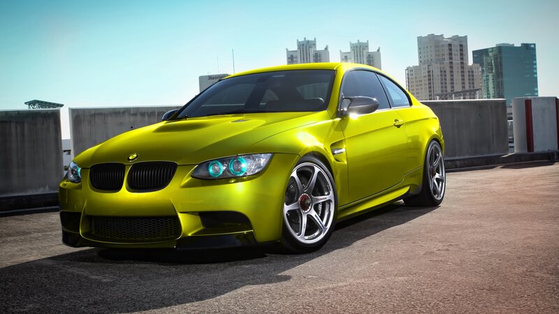 Yellow BMW M3 Coupe — Dramatic, Afternoon