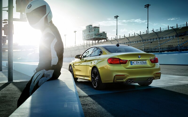 Yellow BMW M4 Car — Dramatic, Afternoon