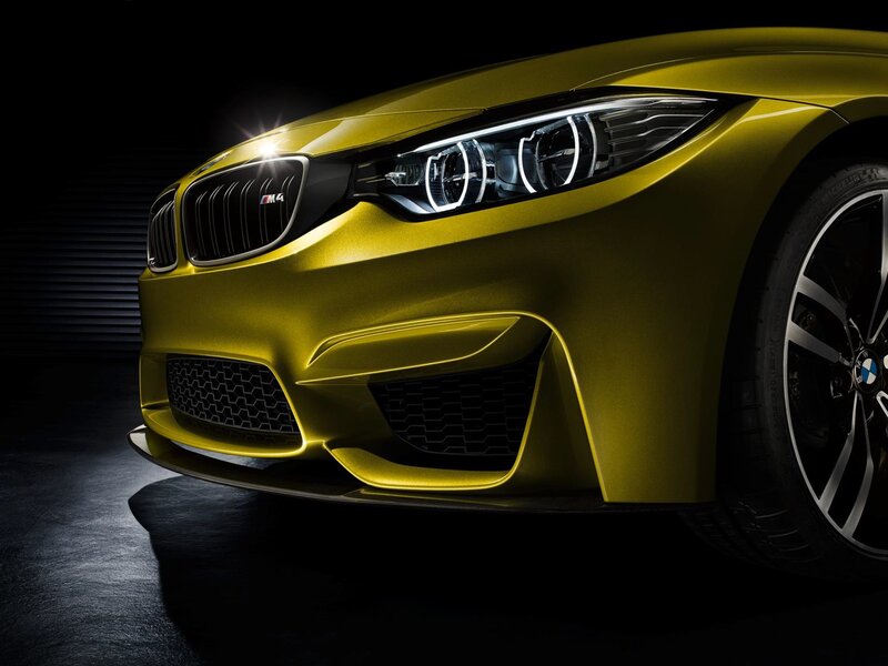 Yellow Bmw M4 Car — Dramatic, Photograph