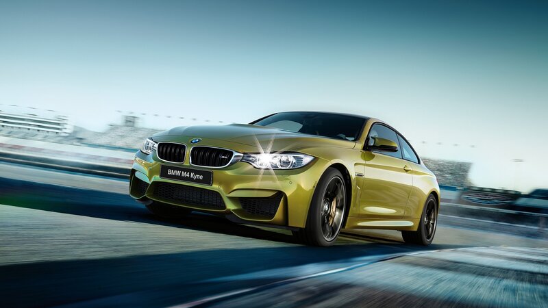 Yellow BMW M4 Car — Dynamic, Afternoon, Photograph
