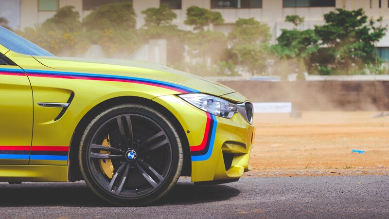 Yellow BMW M4 Car — Dynamic, Afternoon