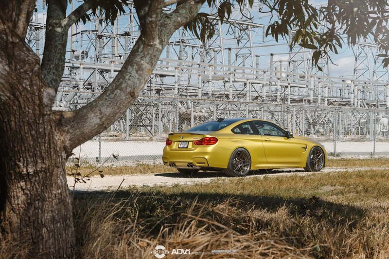Yellow BMW M4 Coupe — Dramatic, Afternoon, Photograph, Tree