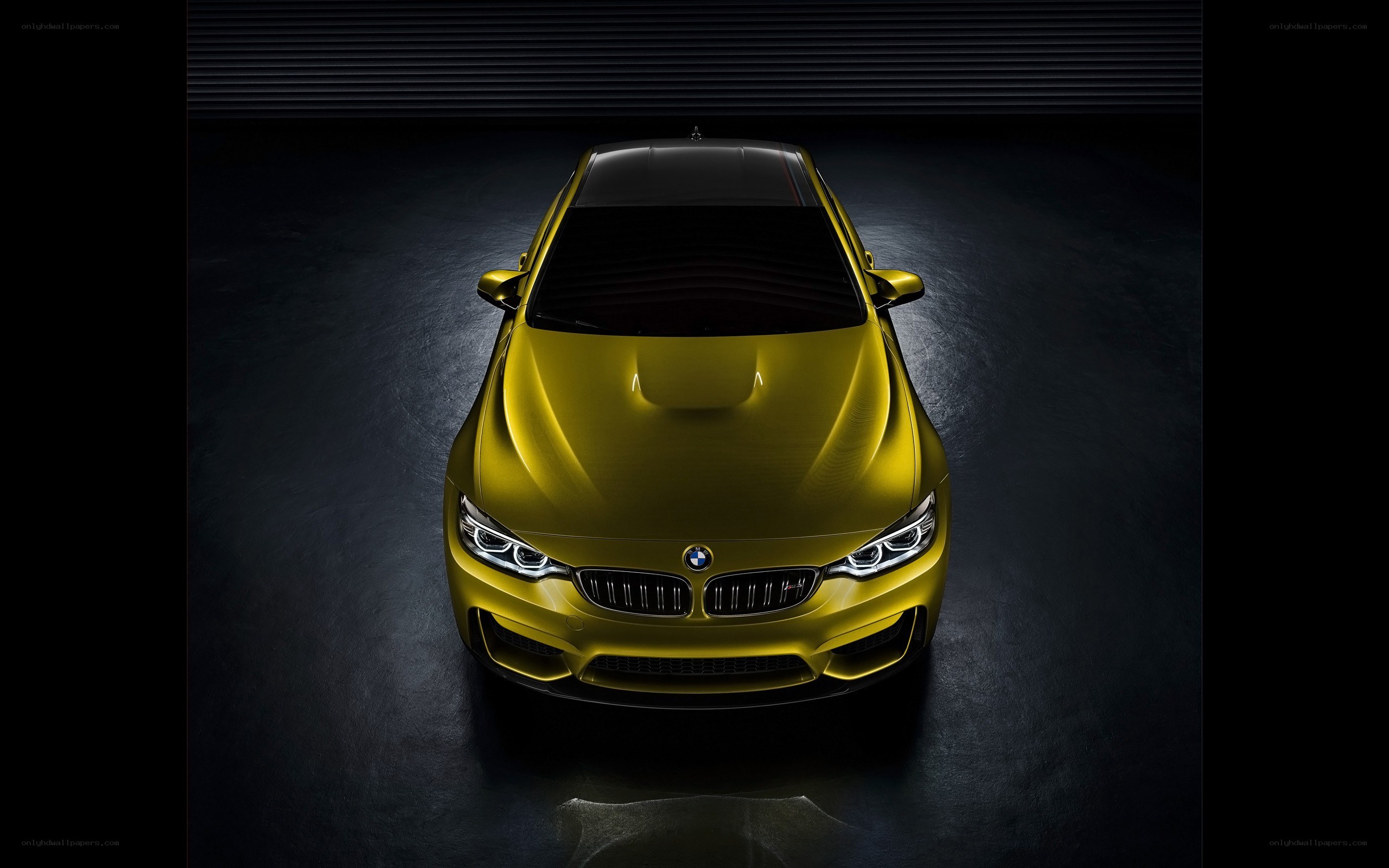 yellow bmw m4 from above