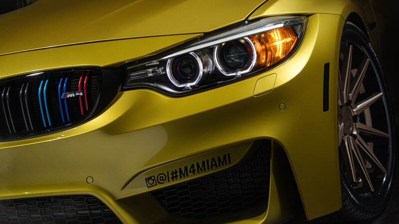 Yellow BMW M4 Front — Dramatic