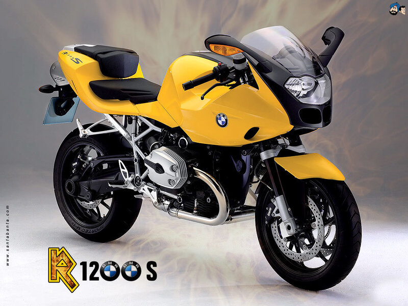 Yellow BMW R1200S motorcycle
