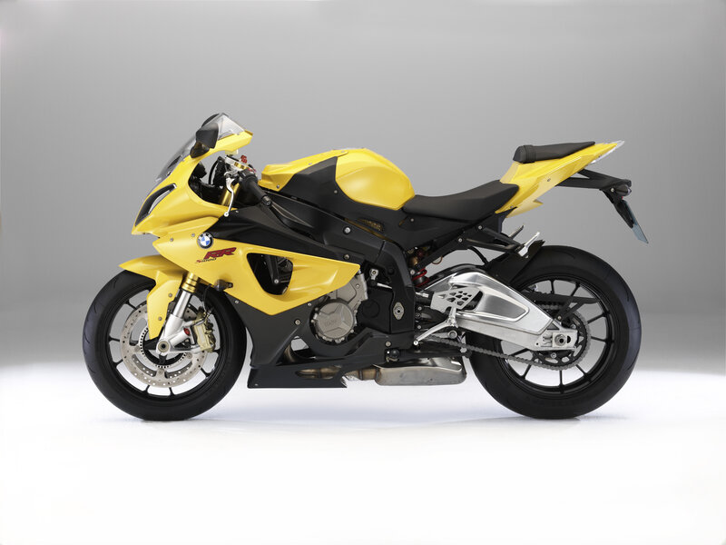 yellow BMW sport motorcycle