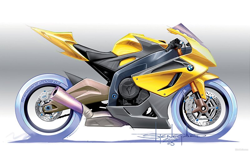 yellow BMW sport motorcycle