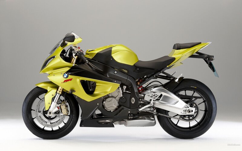 yellow BMW sport motorcycle