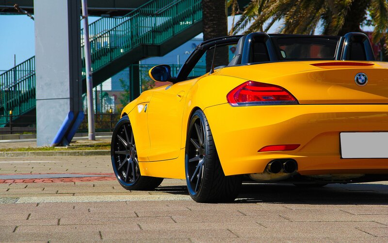 Yellow BMW Z4 convertible