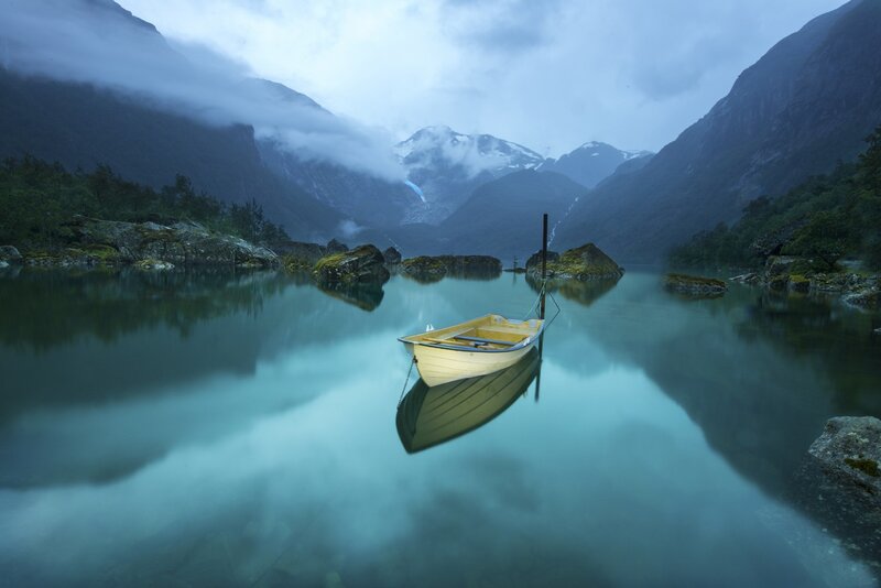 Yellow Boat in Lake