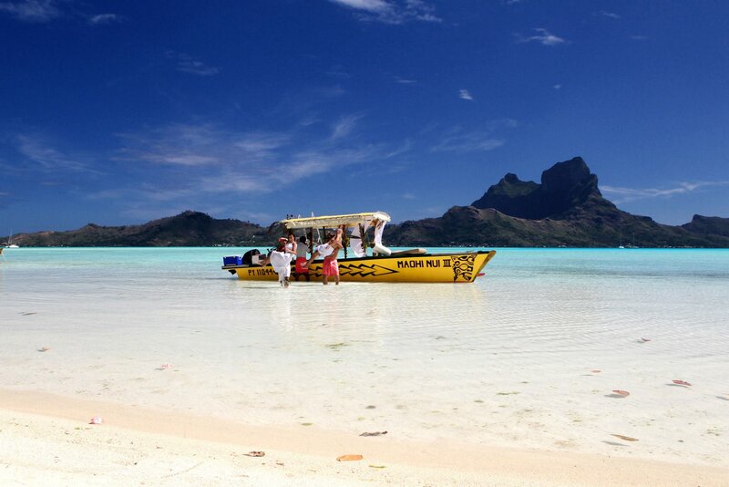 Yellow Boat on Beach — Blue, Serene, Afternoon