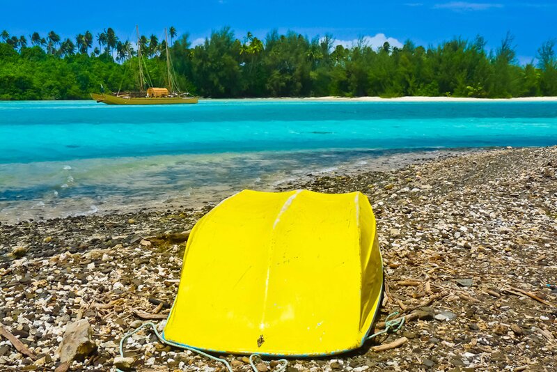 Yellow Boat on Beach — Serene