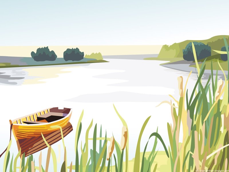 Yellow Boat on River — Green