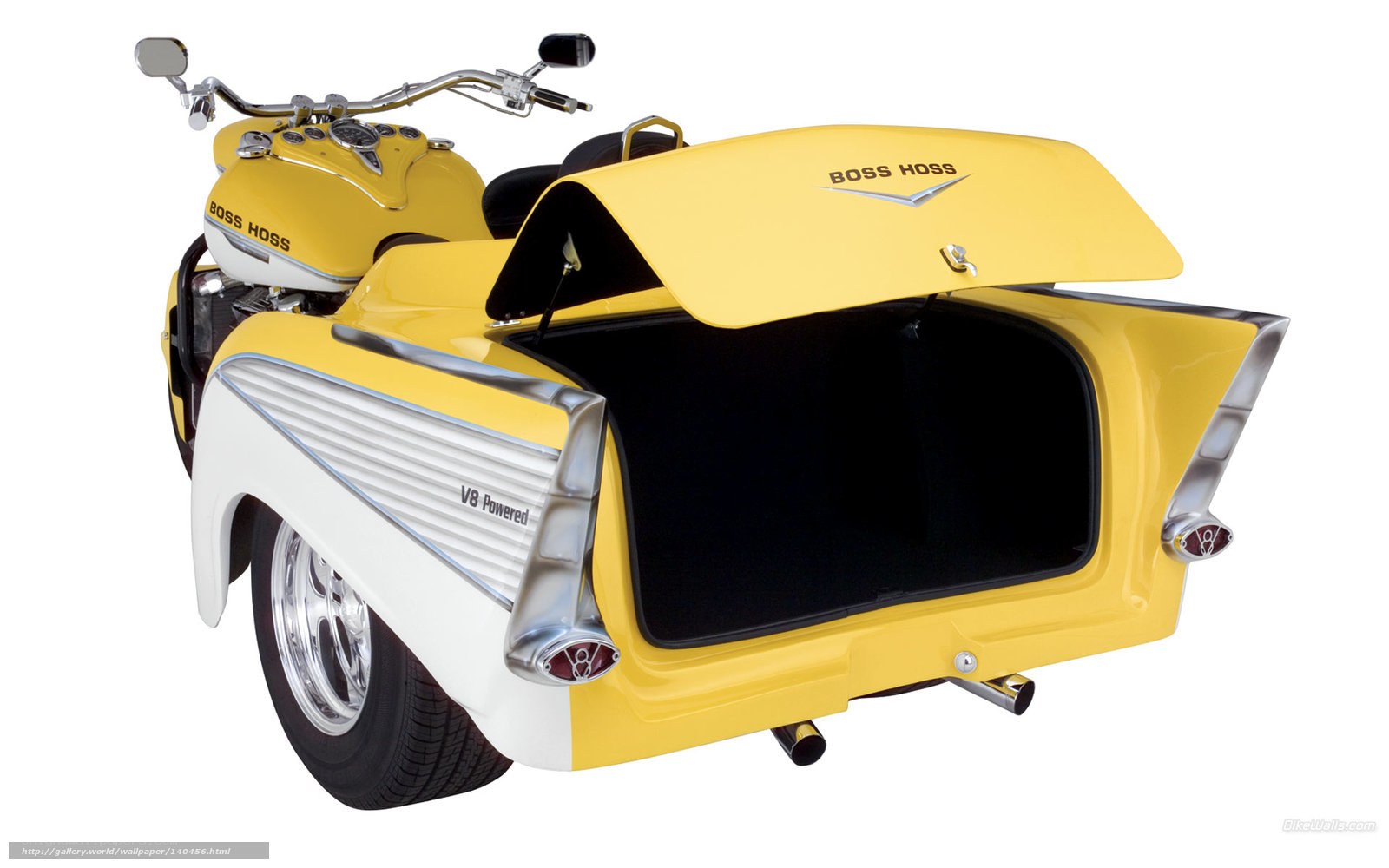 Yellow Boss Hoss trike