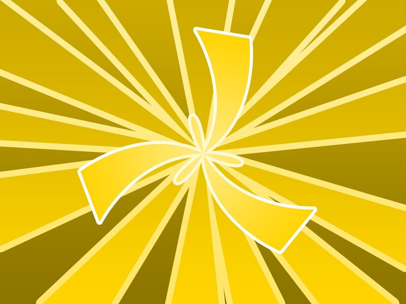 yellow bow with sunburst background