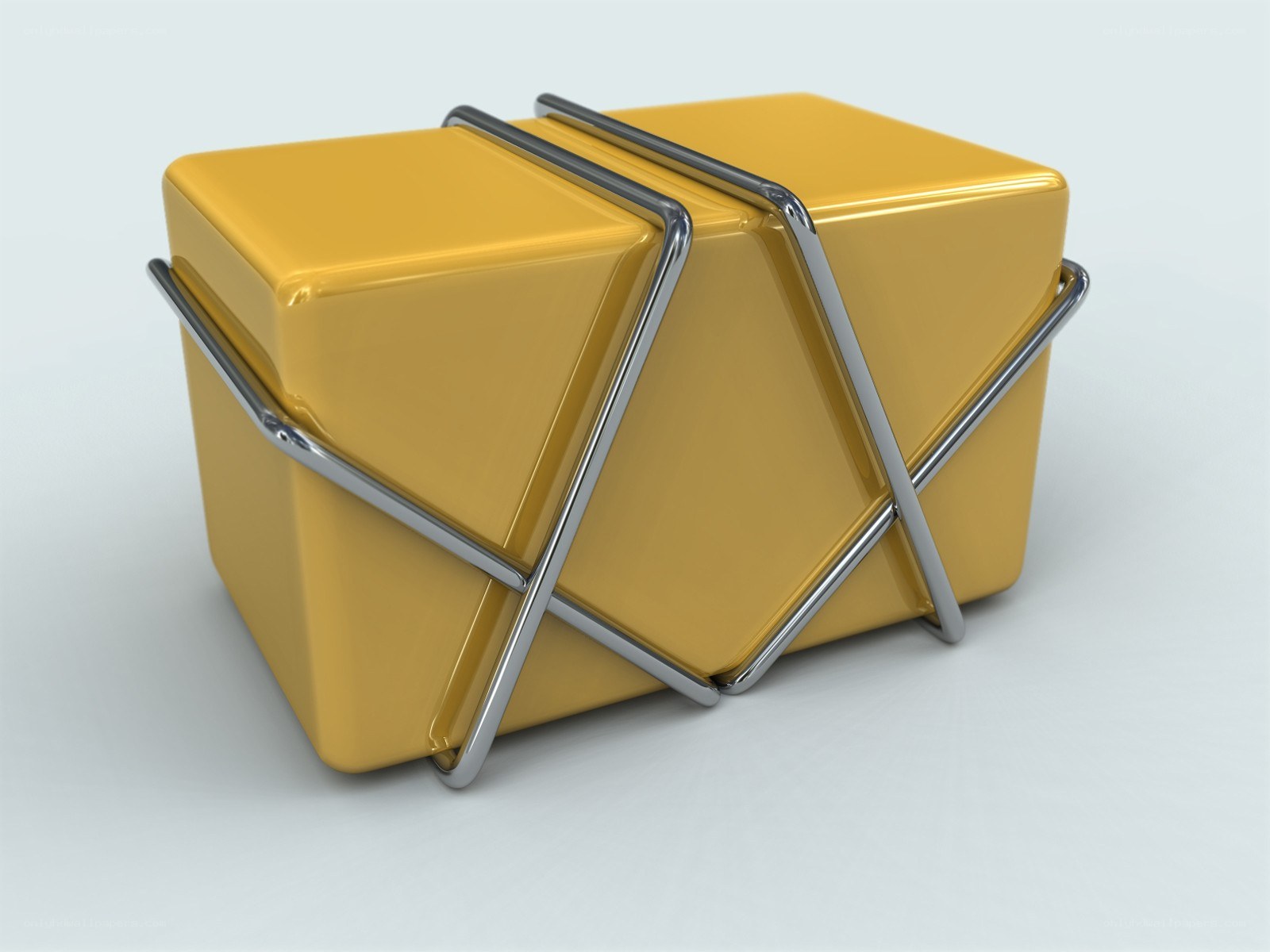 Yellow box with metal frame