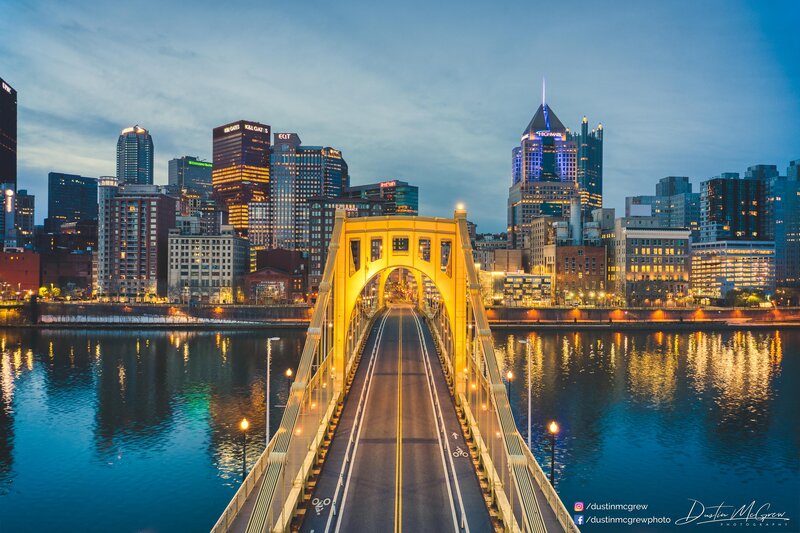 Yellow Bridge at Dusk