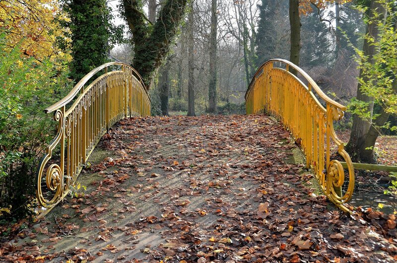 Yellow Bridge in Park