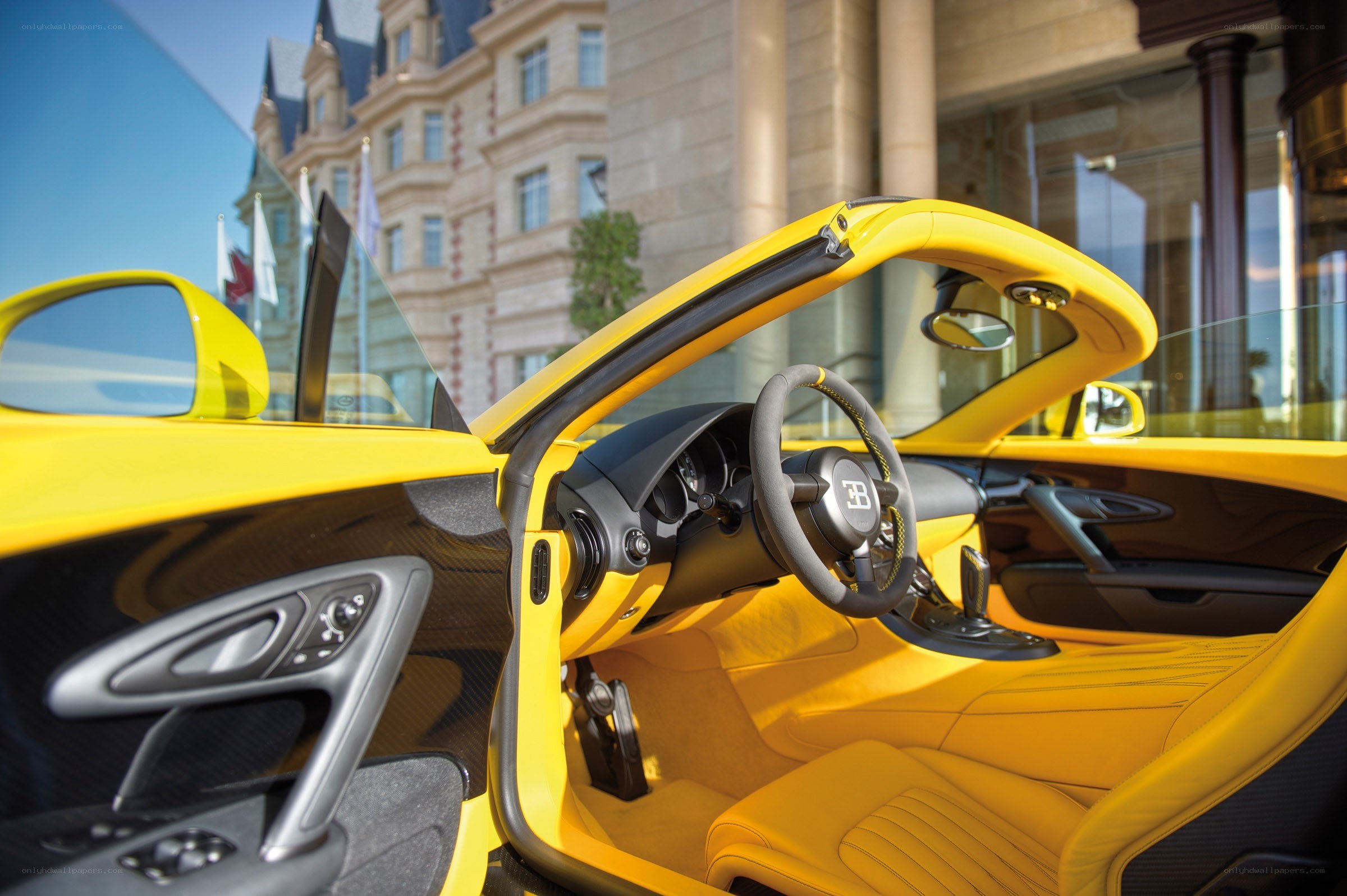 Yellow Bugatti interior