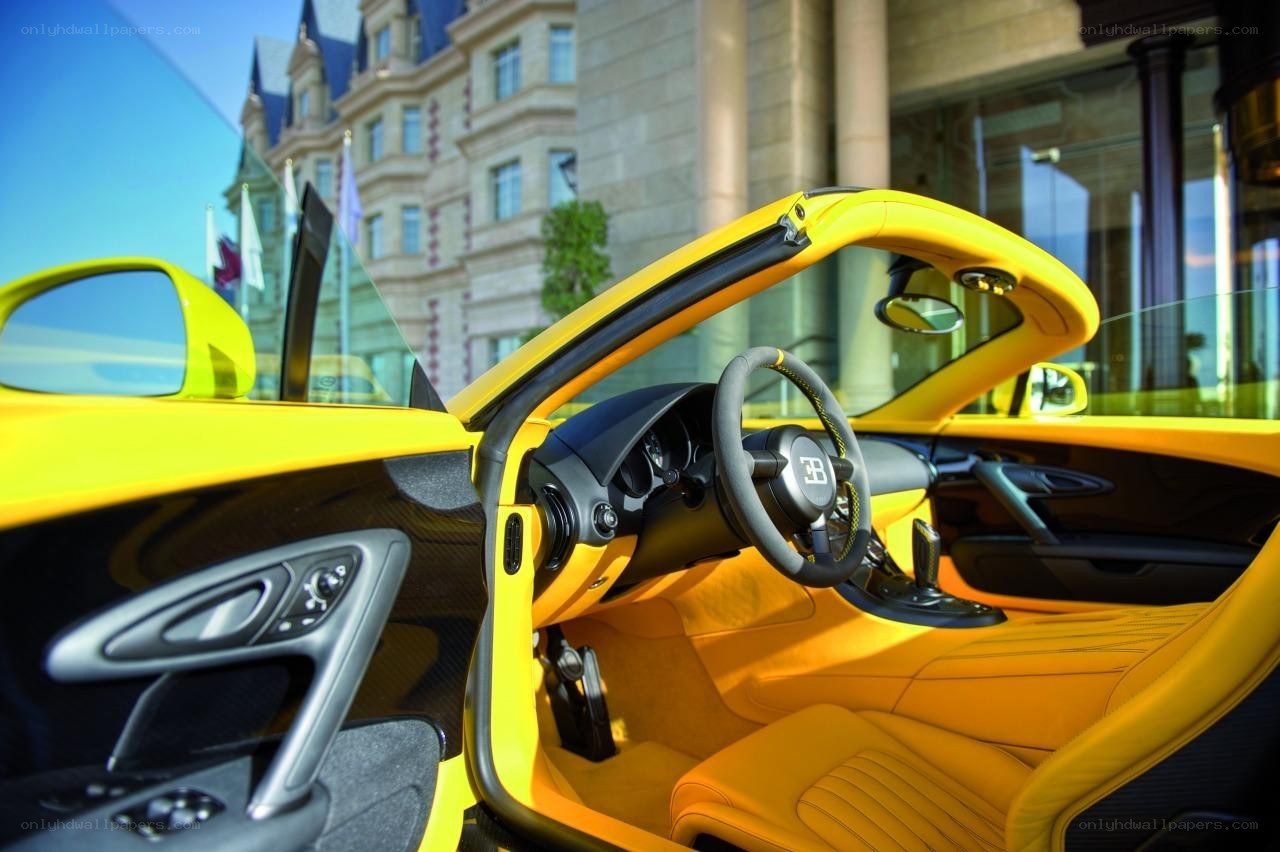 Yellow Bugatti interior