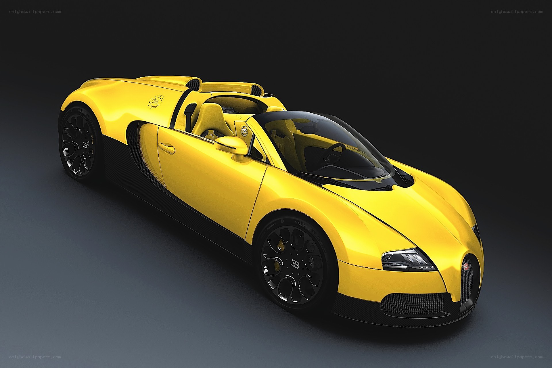 Yellow Bugatti Veyron convertible