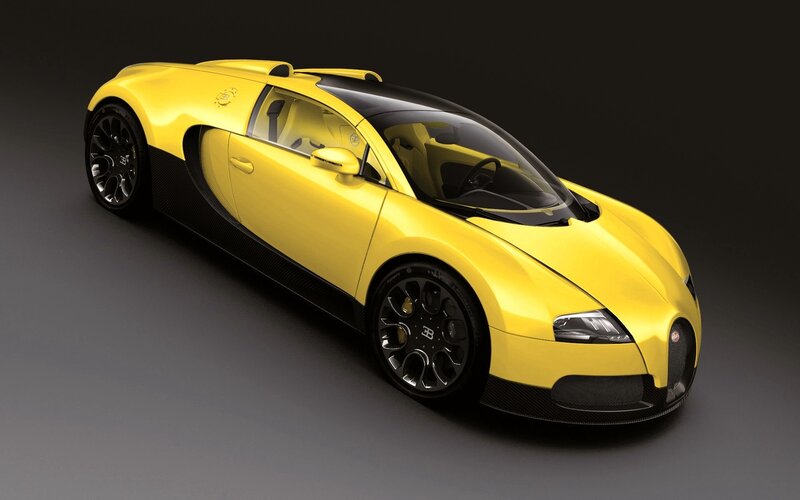 Yellow Bugatti Veyron — Dramatic, Photograph, Car