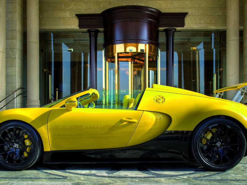 Yellow Bugatti Veyron — Dramatic, Sunset
