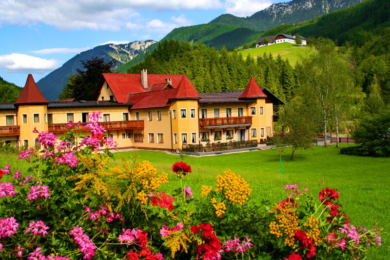 Yellow Building in Mountains
