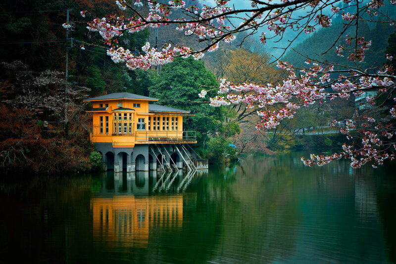Yellow Building on Lake