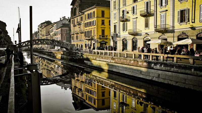 Yellow Buildings Along Canal