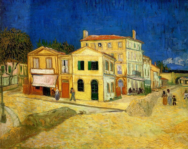 Yellow Buildings at Night — Blue
