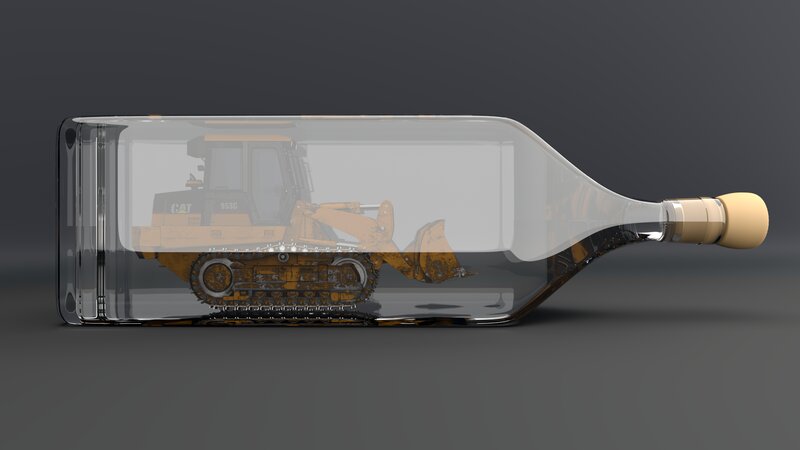Yellow Bulldozer in Bottle