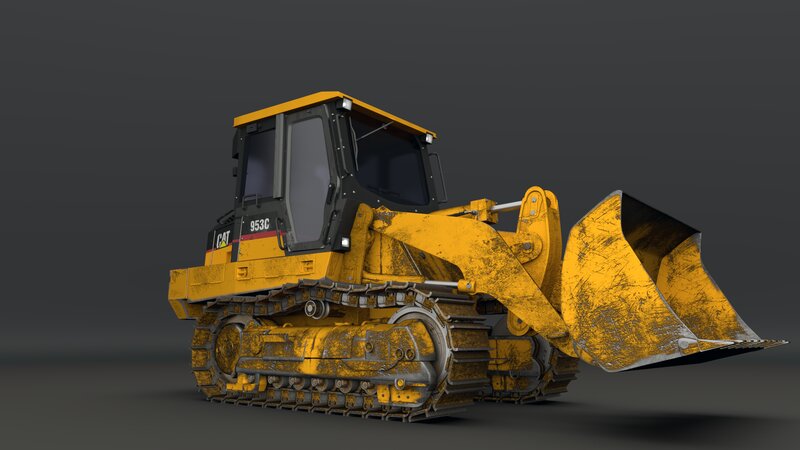 Yellow Bulldozer — Neutral, 3d Render