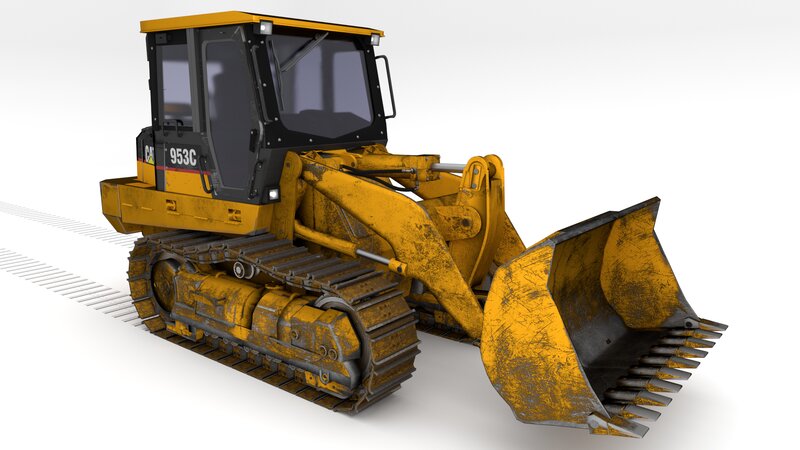 Yellow Bulldozer — Neutral, 3d Render, Tracks