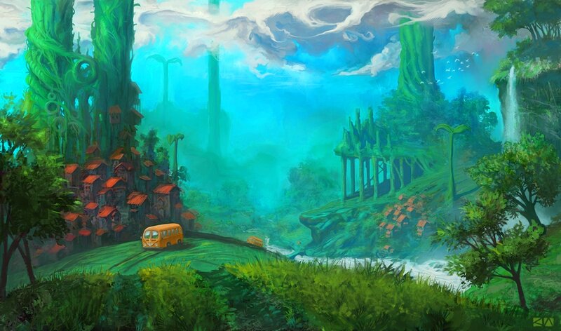 Yellow Bus in Jungle