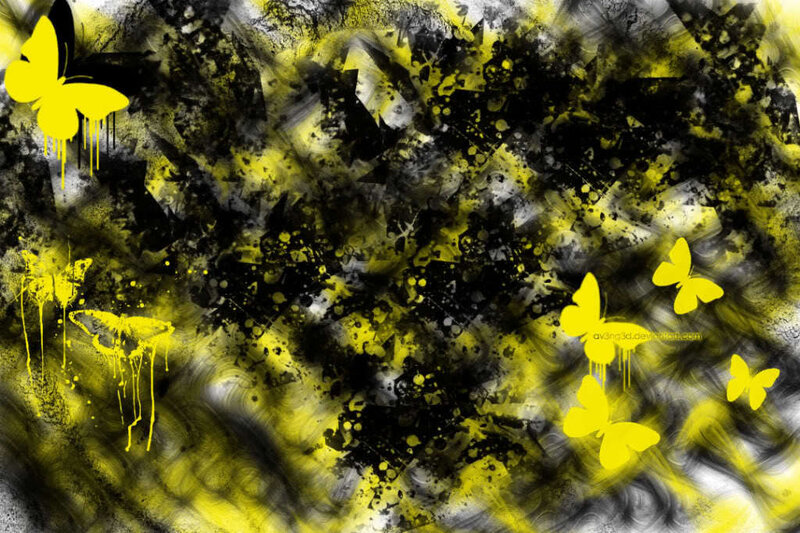 Yellow Butterflies on Abstract Background