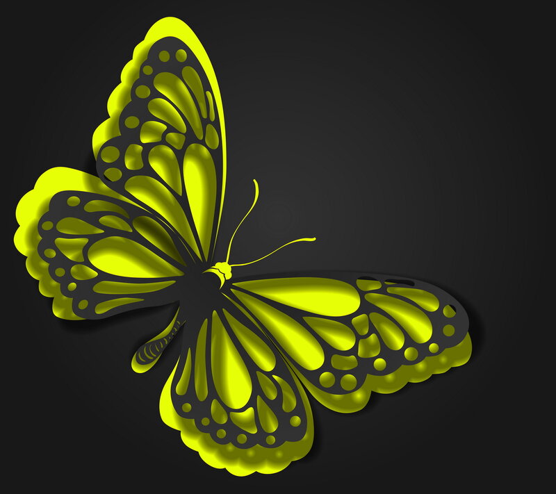 Yellow Butterfly — Dramatic, Vector Art