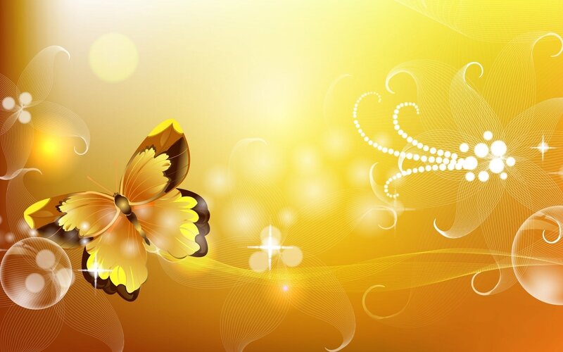 Yellow Butterfly on Golden Background